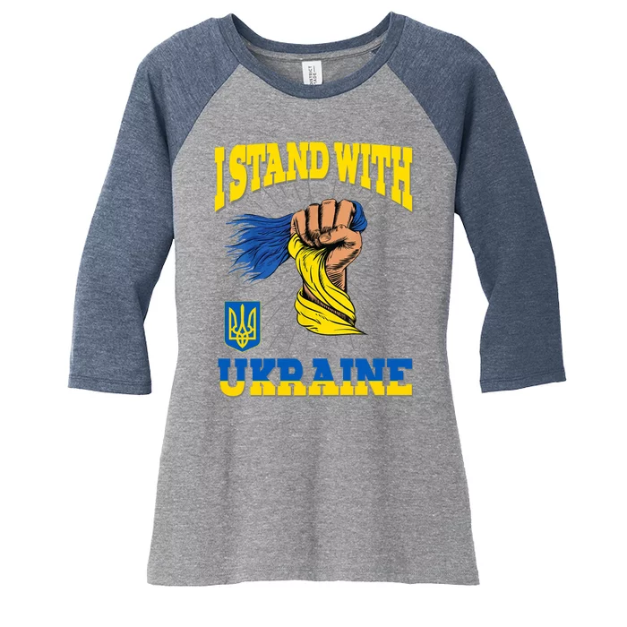 Powerful I Stand With Ukraine Women's Tri-Blend 3/4-Sleeve Raglan Shirt