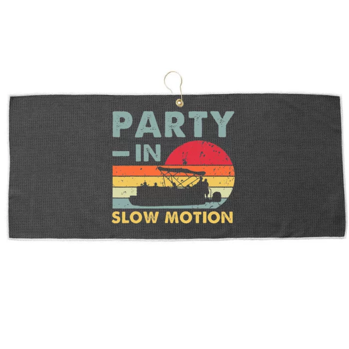 Party In Slow Motion Pontoon Boat Retro Vintage Funny Large Microfiber Waffle Golf Towel