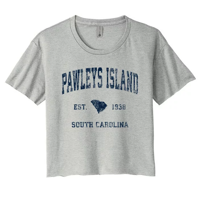 Pawleys Island South Carolina Sc Vintage Athletic Women's Crop Top Tee