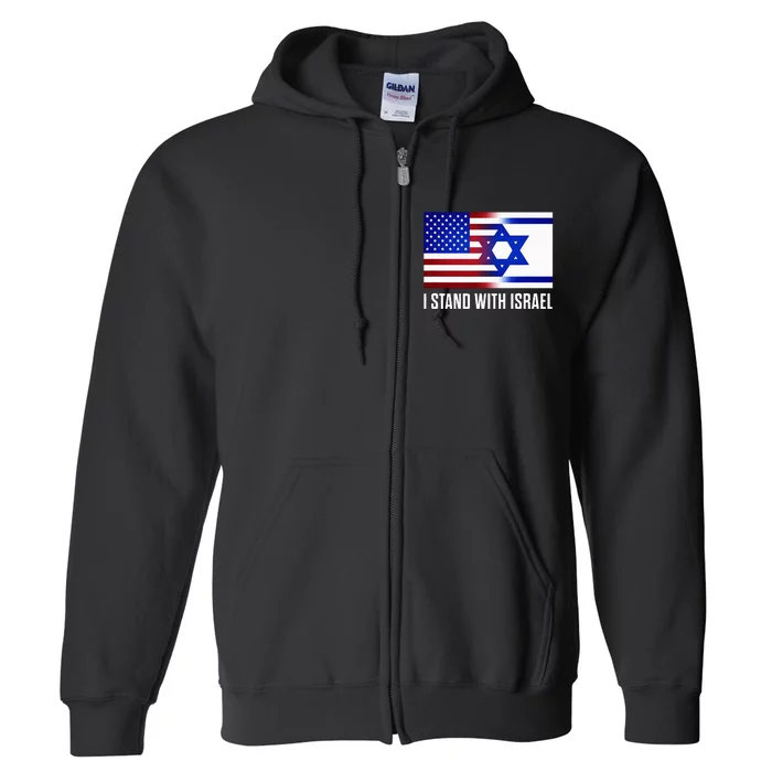 Pro Israel Supporter I Stand With Israel Patriotic USA Flag Full Zip Hoodie