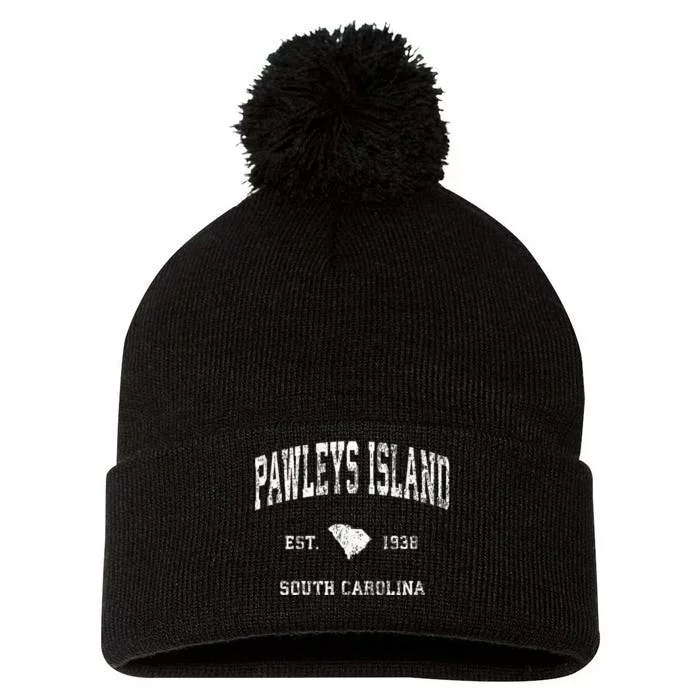 Pawleys Island South Carolina SC Vintage Athletic Sports Des Pom Pom 12in Knit Beanie