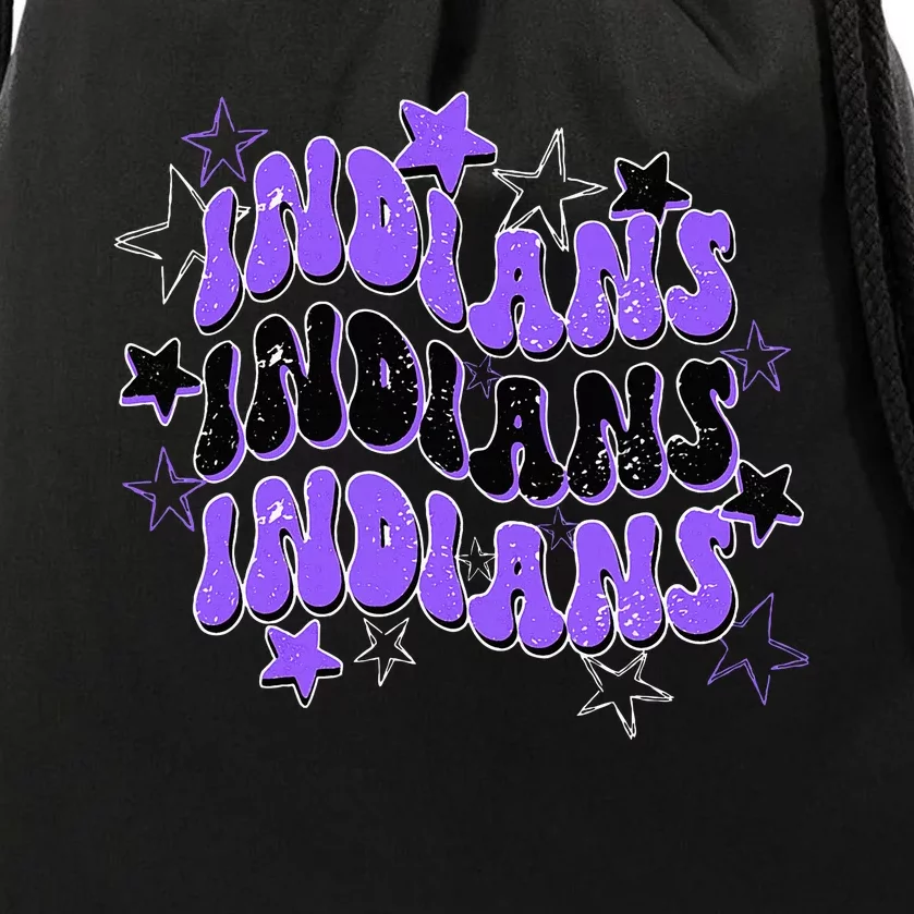 Purple Indians School Spirit Spirit Wear Drawstring Bag