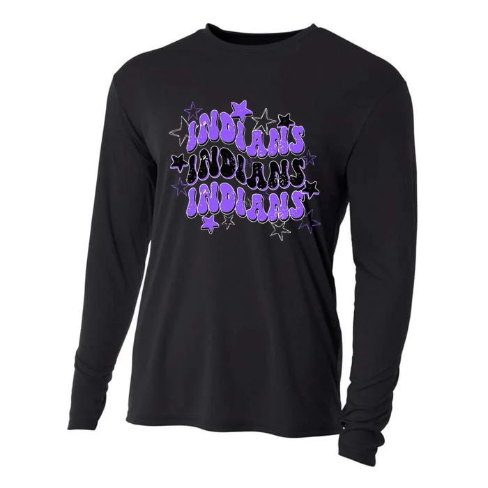 Purple Indians School Spirit Spirit Wear Cooling Performance Long Sleeve Crew