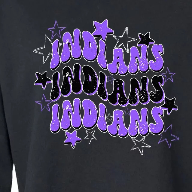 Purple Indians School Spirit Spirit Wear Cropped Pullover Crew