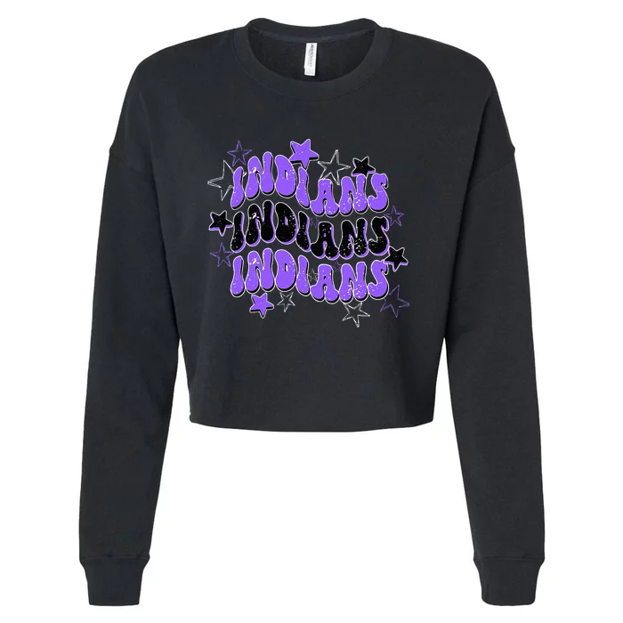 Purple Indians School Spirit Spirit Wear Cropped Pullover Crew