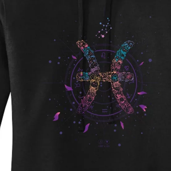 Pisces Floral Zodiac Women's Pullover Hoodie