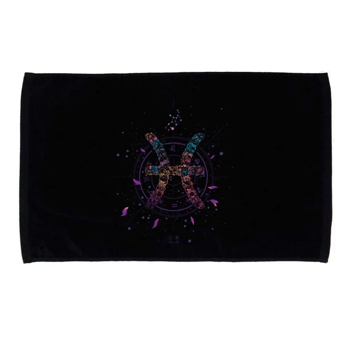 Pisces Floral Zodiac Microfiber Hand Towel