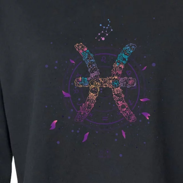 Pisces Floral Zodiac Cropped Pullover Crew