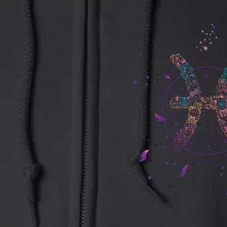 Pisces Floral Zodiac Full Zip Hoodie