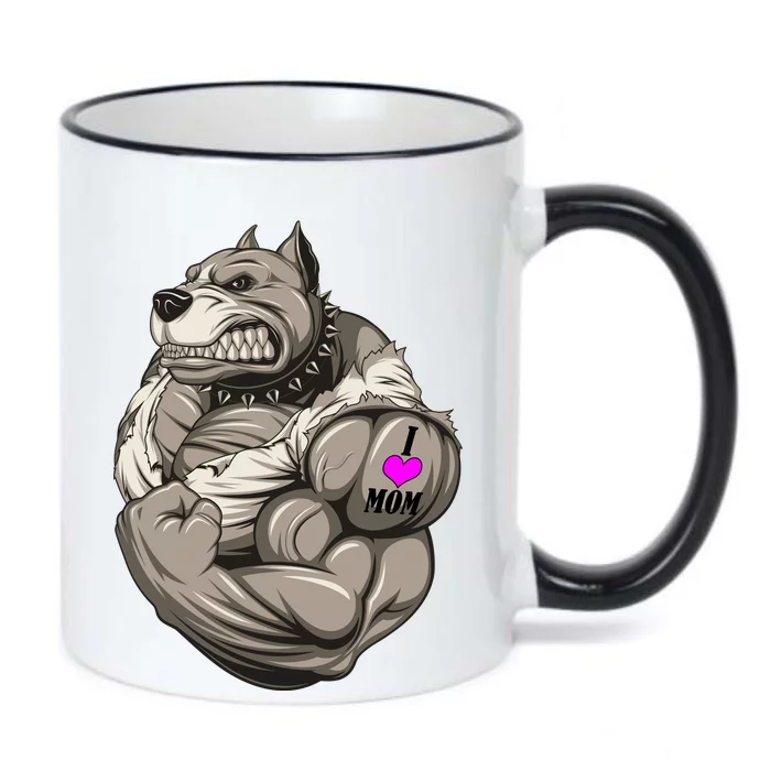 Pit Bull Loves Mom Black Color Changing Mug