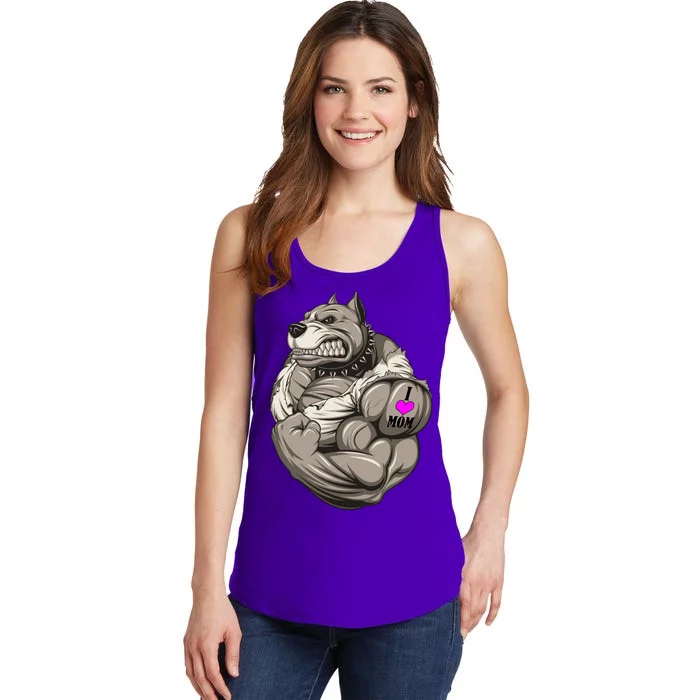 Pit Bull Loves Mom Ladies Essential Tank