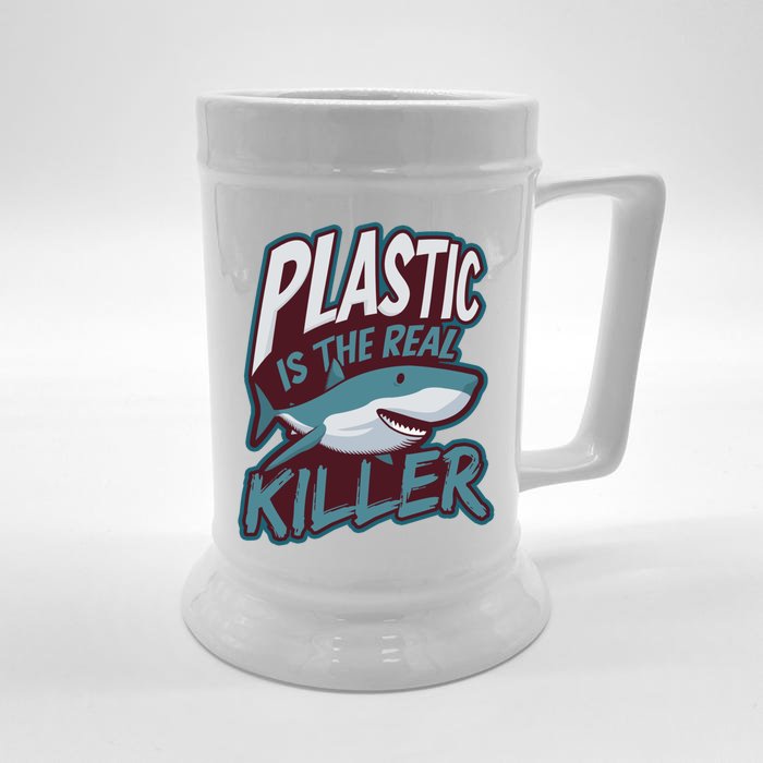 Plastic Is The Real Killer Design Shark Lover Gift Front & Back Beer Stein