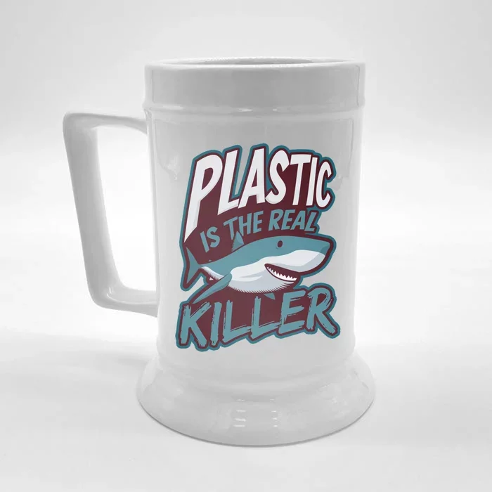 Plastic Is The Real Killer Design Shark Lover Gift Front & Back Beer Stein