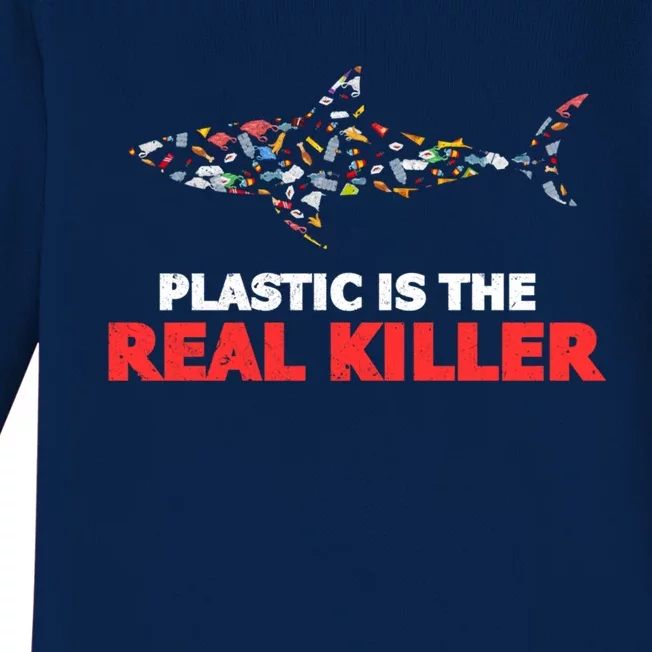 Plastic Is The Real Killer Save Ozean Marine Animals Gift Baby Long Sleeve Bodysuit