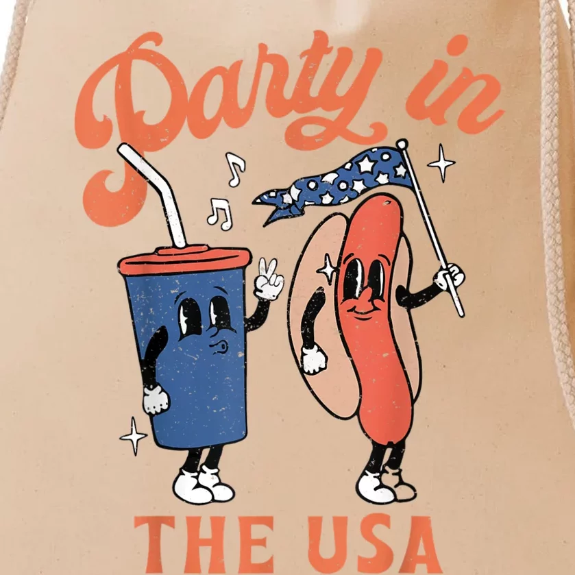 Party In The Usa Shirt Hot Dog Love USA Funny Fourth Of July Drawstring Bag