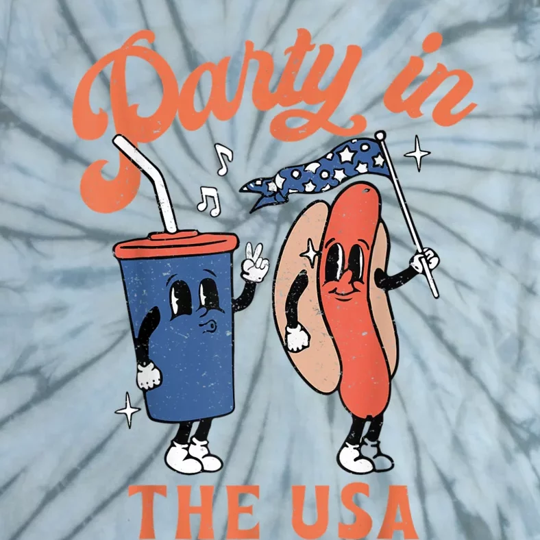 Party In The Usa Shirt Hot Dog Love USA Funny Fourth Of July Tie-Dye T-Shirt