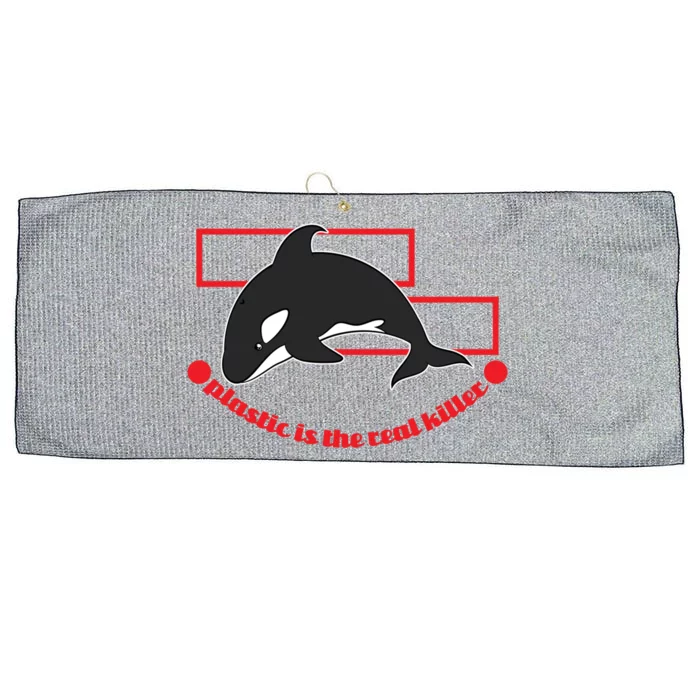 Plastic Is The Real Killer Whale Design Gift Large Microfiber Waffle Golf Towel