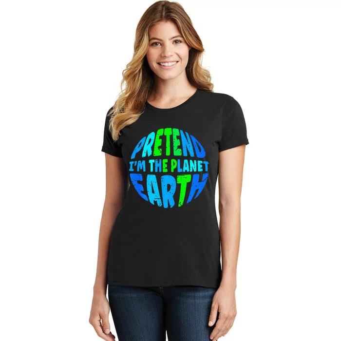 Pretend I'm The Earth Funny Lazy Matching Halloween Costume Women's T-Shirt