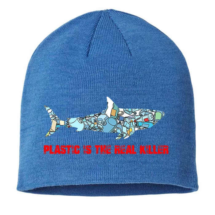 Plastic Is The Real Killer Costume Shark Save Ocean Cool Gift 8 1/2in Sustainable Knit Beanie