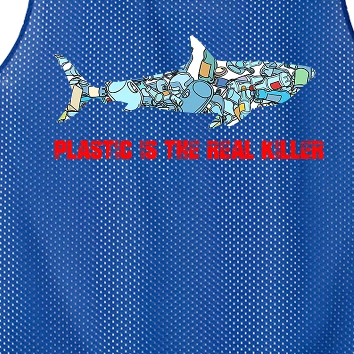 Plastic Is The Real Killer Costume Shark Save Ocean Cool Gift Mesh Reversible Basketball Jersey Tank