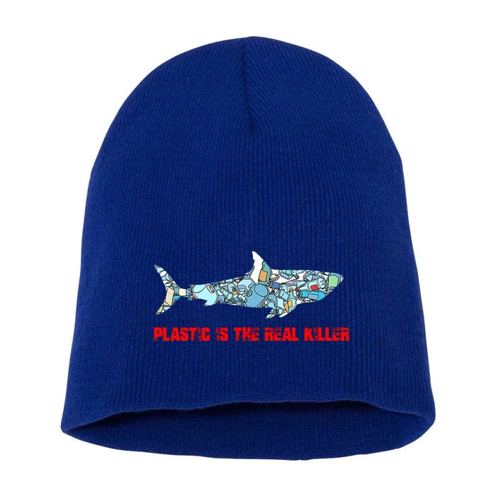 Plastic Is The Real Killer Costume Shark Save Ocean Cool Gift Short Acrylic Beanie