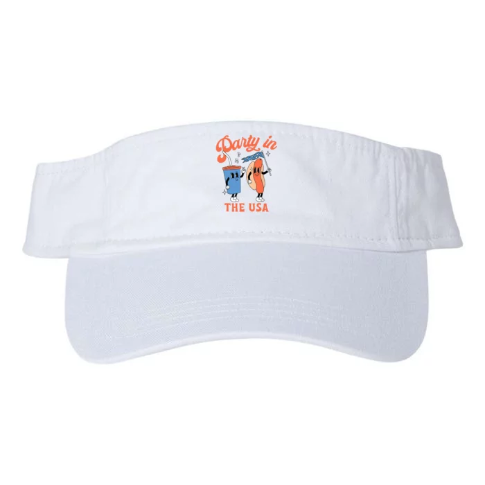 Party In The Usa Hot Dog Love USA Funny 4th Of July Valucap Bio-Washed Visor