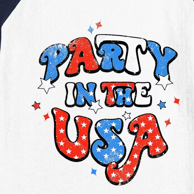 Party In The USA American Flag 4th Of July Baseball Sleeve Shirt