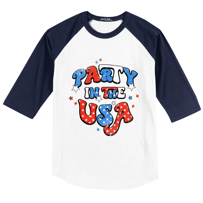 Party In The USA American Flag 4th Of July Baseball Sleeve Shirt