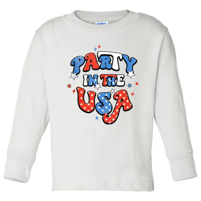 Party In The USA 4th Of July USA Patriotic America Toddler Long Sleeve Shirt