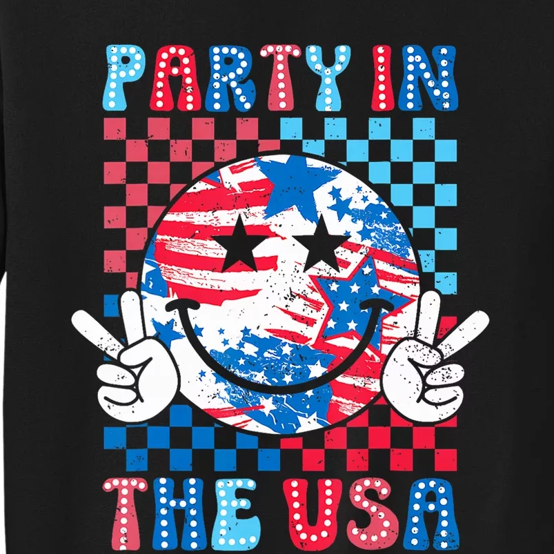 Party In The Usa 4th Of July Preppy Smile Tall Sweatshirt