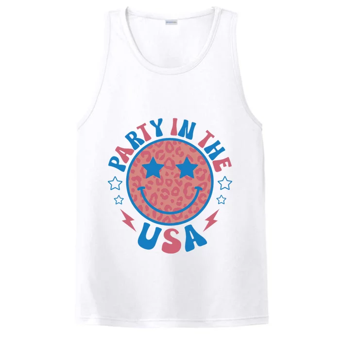 Party In The USA 4th Of July Preppy Smile Performance Tank