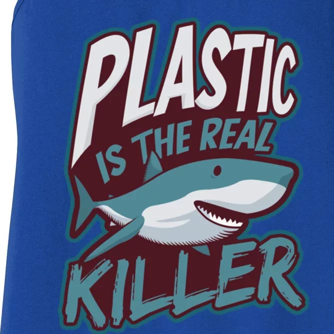 Plastic Is The Real Killer Design Shark Lover Cute Gift Women's Racerback Tank