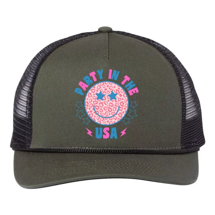 Party In The Usa Retro Star Smile Retro Rope Trucker Hat Cap