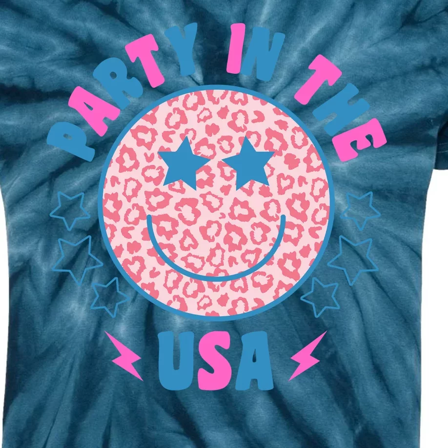 Party In The Usa Retro Star Smile Kids Tie-Dye T-Shirt