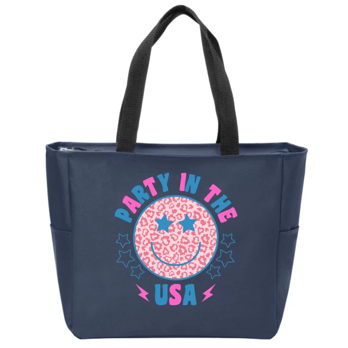 Party In The Usa Retro Star Smile Zip Tote Bag