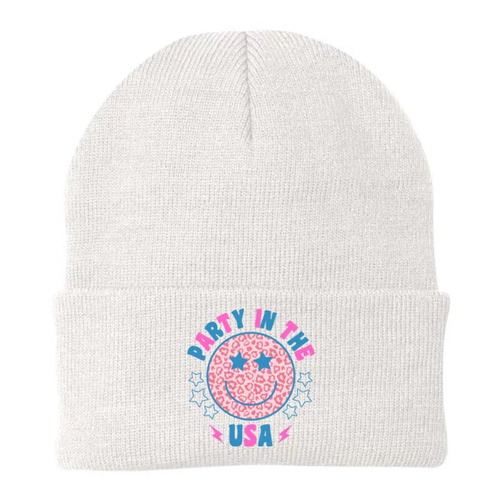 Party In The Usa Retro Star Smile Knit Cap Winter Beanie