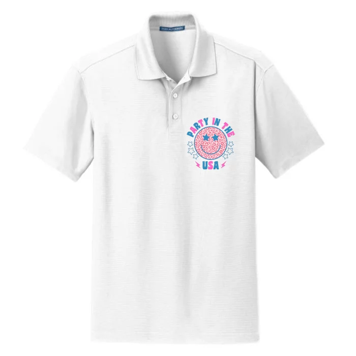 Party In The Usa Retro Star Smile Dry Zone Grid Performance Polo