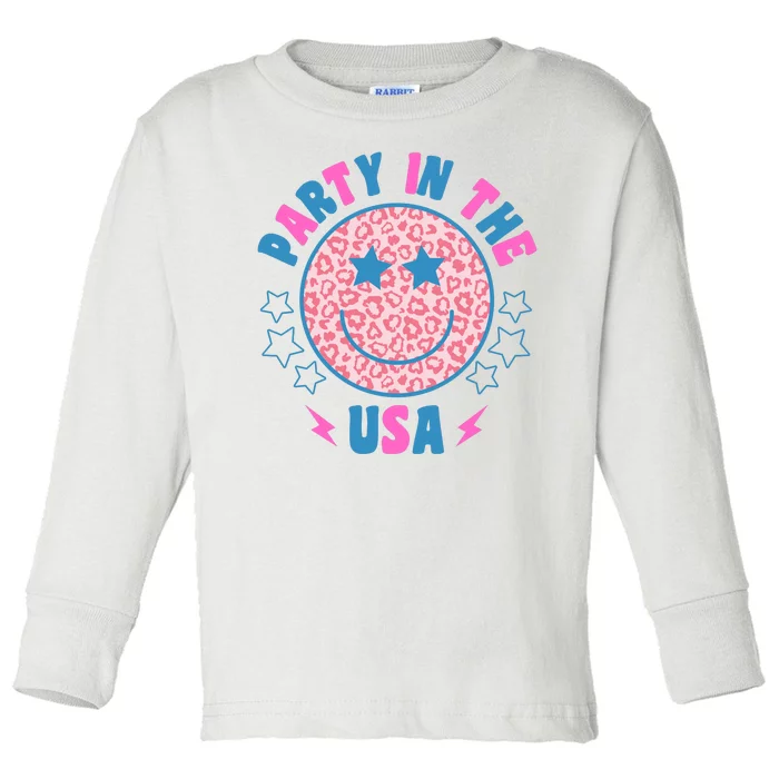 Party In The Usa Retro Star Smile Toddler Long Sleeve Shirt