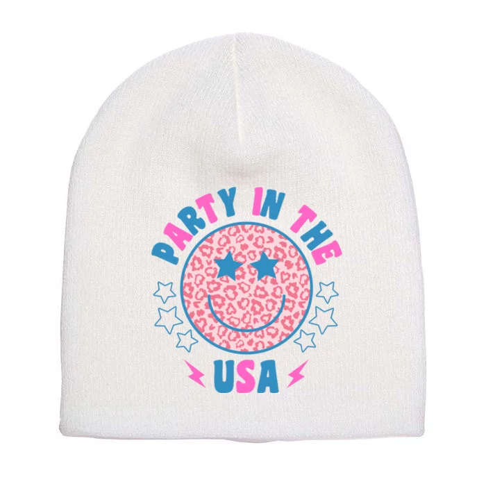 Party In The Usa Retro Star Smile Short Acrylic Beanie