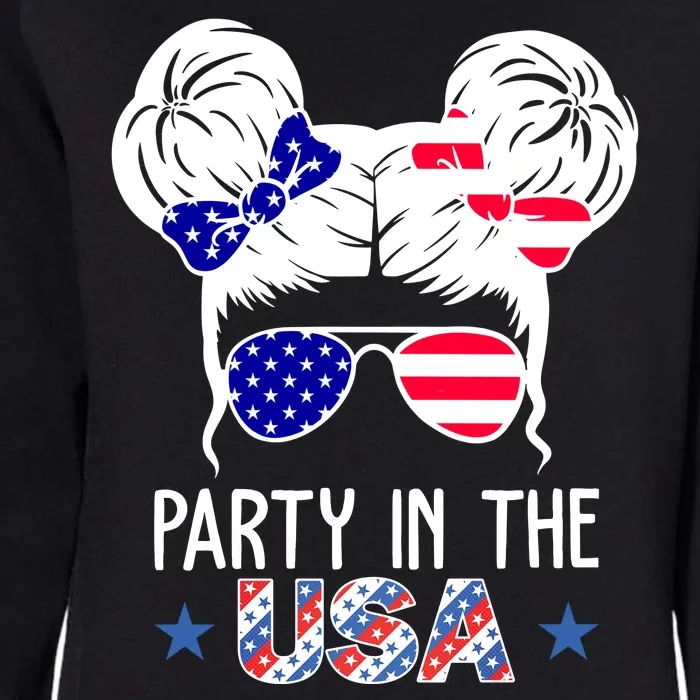 Party In The Usa Hair Bun 4th Of July Womens California Wash Sweatshirt