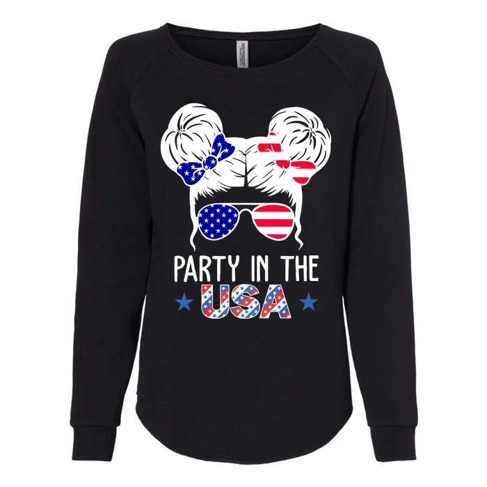 Party In The Usa Hair Bun 4th Of July Womens California Wash Sweatshirt