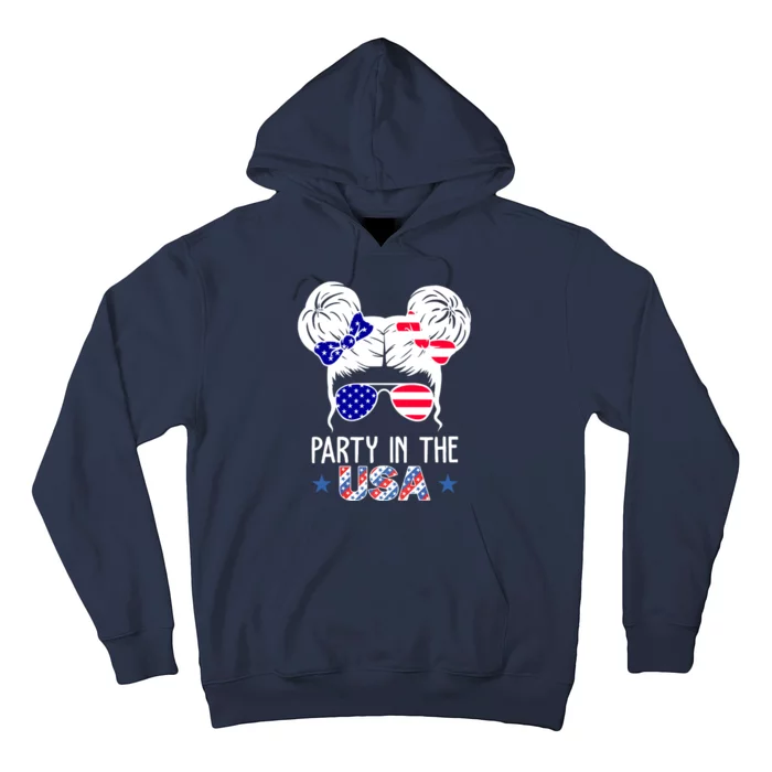 Party In The Usa Hair Bun 4th Of July Hoodie