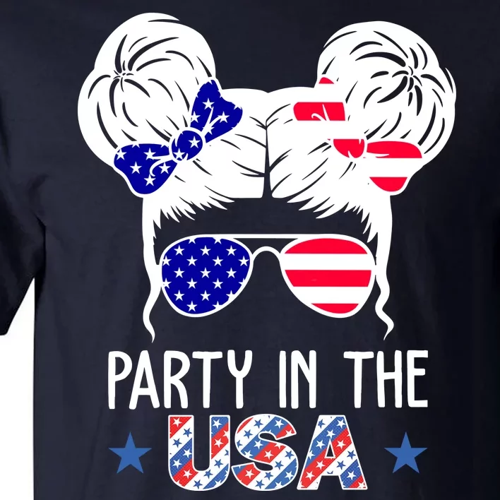 Party In The Usa Hair Bun 4th Of July Tall T-Shirt