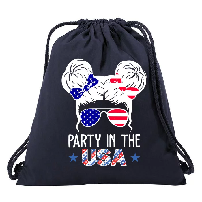 Party In The Usa Hair Bun 4th Of July Drawstring Bag