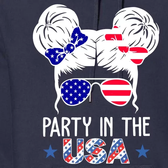 Party In The Usa Hair Bun 4th Of July Premium Hoodie