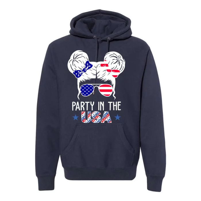 Party In The Usa Hair Bun 4th Of July Premium Hoodie