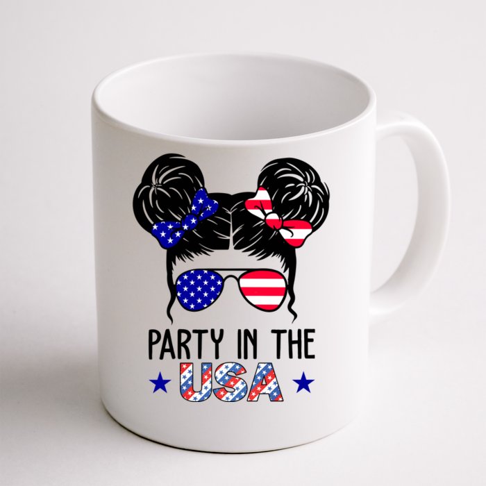 Party In The Usa Hair Bun 4th Of July Front & Back Coffee Mug