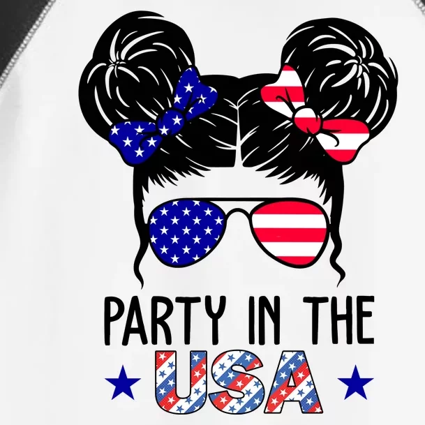 Party In The Usa Hair Bun 4th Of July Toddler Fine Jersey T-Shirt