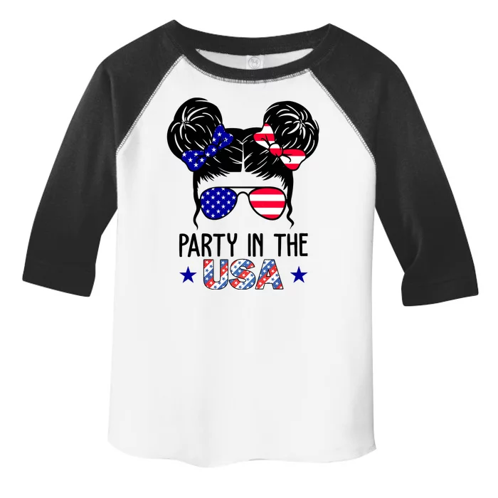 Party In The Usa Hair Bun 4th Of July Toddler Fine Jersey T-Shirt