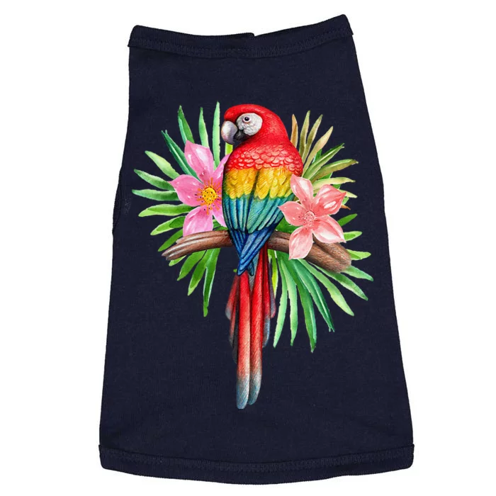 Parrot In Tropical Flowers Summer Beach Tiki Party Luau Doggie Tank